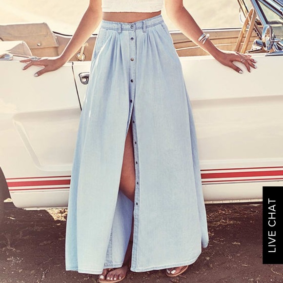 pistola Dresses & Skirts - NWT Pistola BAEZ BLUE CHAMBRAY MAXI SKIRT